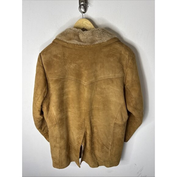 Vintage Mac Mor Suede Shearling Coat Tan Lambskin Western Men L Dmg - Picture 5 of 10
